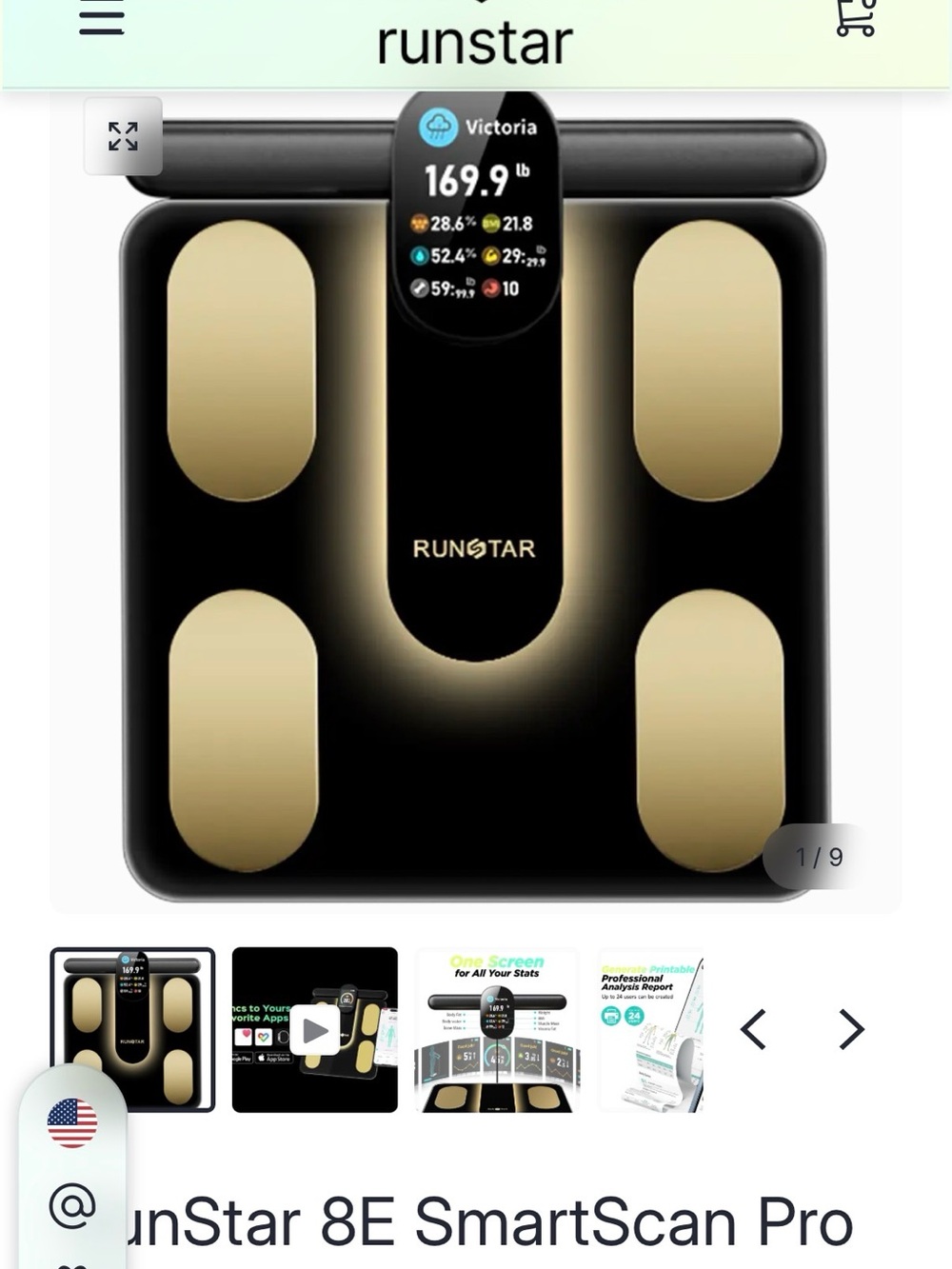 RunStar Smart Body fat Scale 8 electrodes and the advanced algorithm